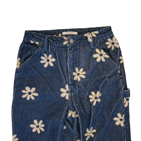 PacSun 90s Boyfriend Carpenter Corduroy Floral Jeans Size 26 - Picture 6 of 8